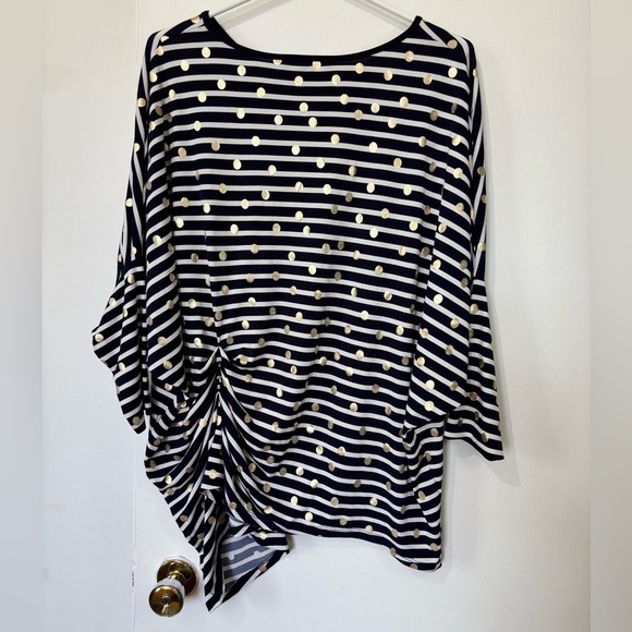 Frank Lyman Navy Metallic Dot Top - Size 10 - Picture 6 of 7